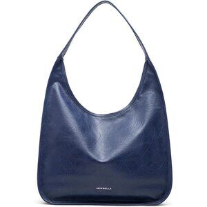 Newbella Women's Blue Soft PU Leather Shoulder Tote Hobo Purses with Zipper
